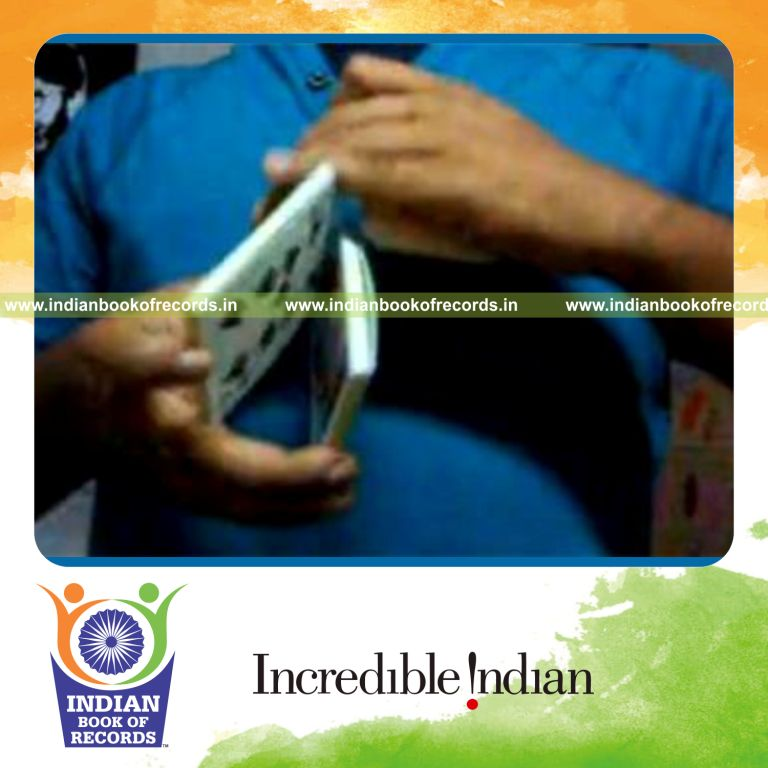 individual performing bicycle card cuts in one minute for record in Indian Book of Records