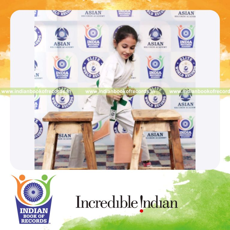 individual minor female breaking maximum ceramic tiles in 20 minutes for record in Indian Book of Records