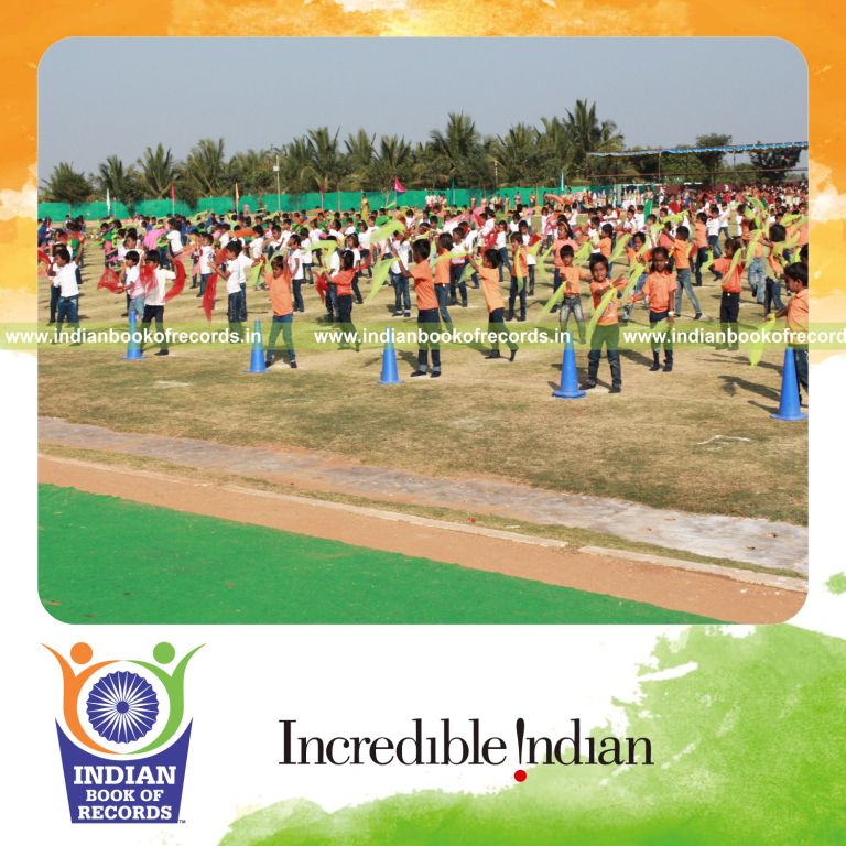 children performing dance for rhymes simultaneously at single venue for Indian Book of Records