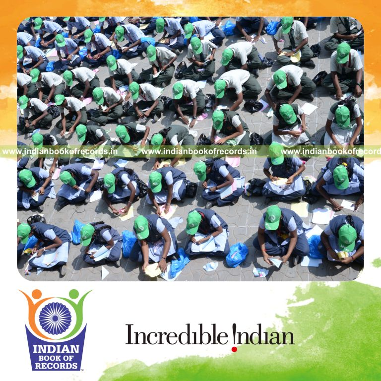 children creating origami models simultaneously at single venue for Indian Book of Records
