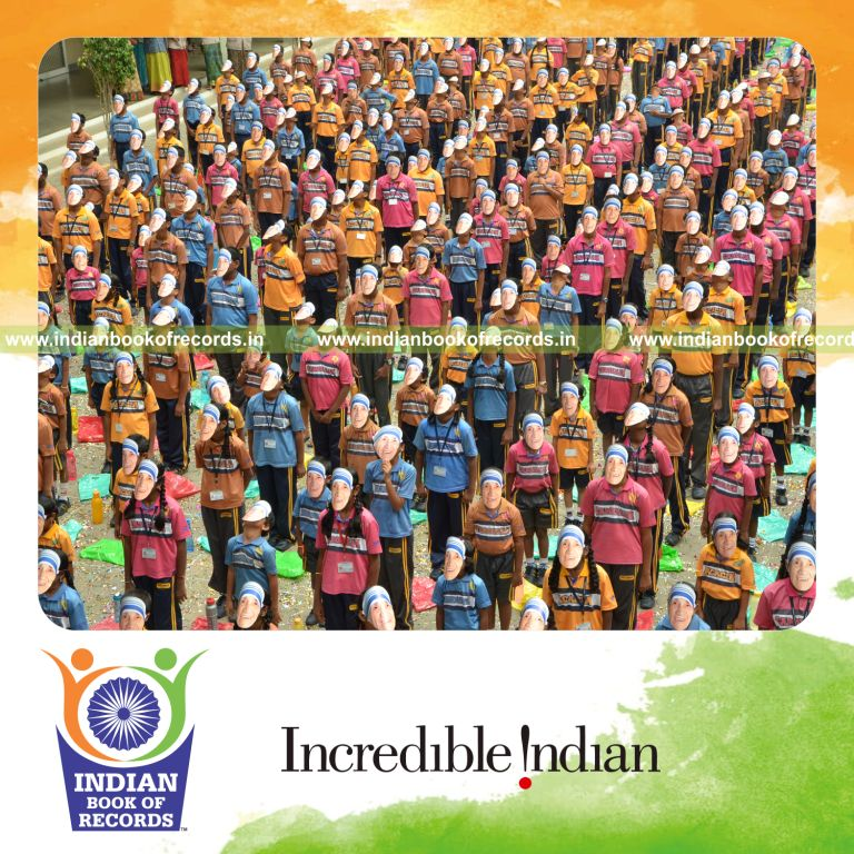 children wearing mother teresa masks together at single venue for Indian Book of Records