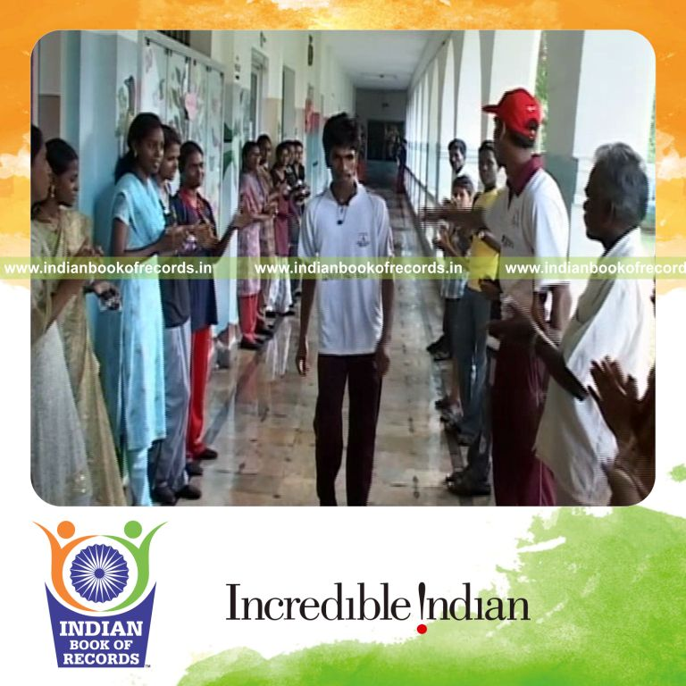 male individual performing moon walk over long distance in 24 hours for record in Indian Book of Records