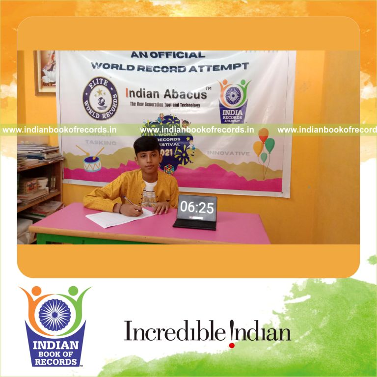 Rapid solving of two digit division problems mentally within minutes recognized by Indian Book of Records