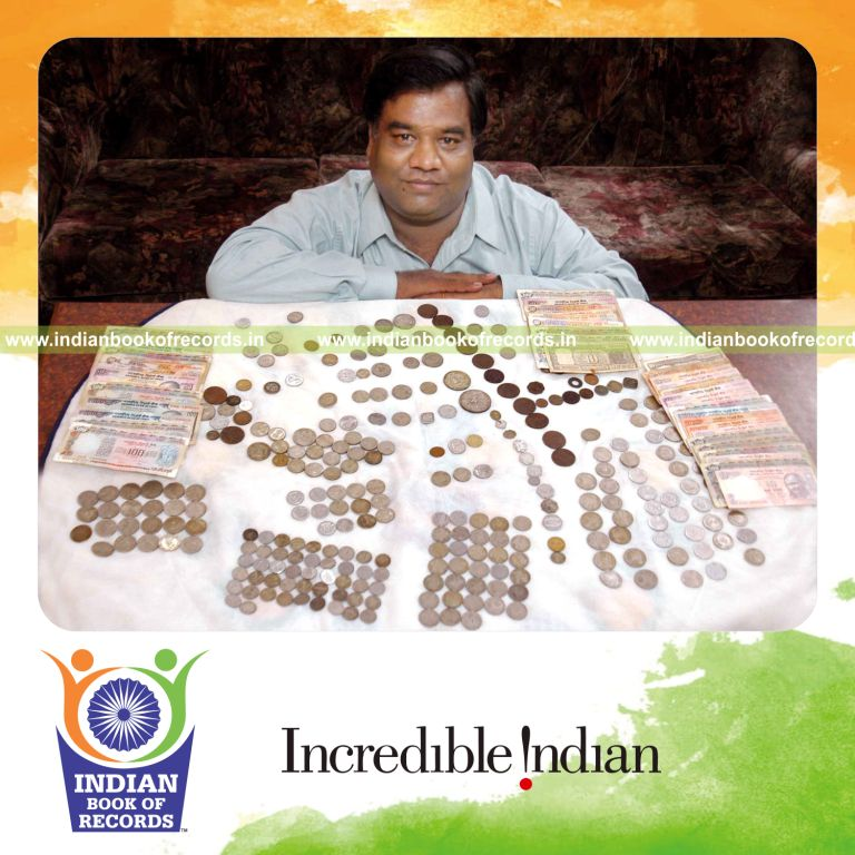 collection of five rupee coins by individual for Indian Book of Records