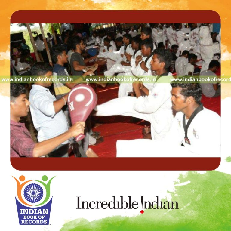 a team performing full contact kicks continuously within one hour for a record in Indian Book of Records
