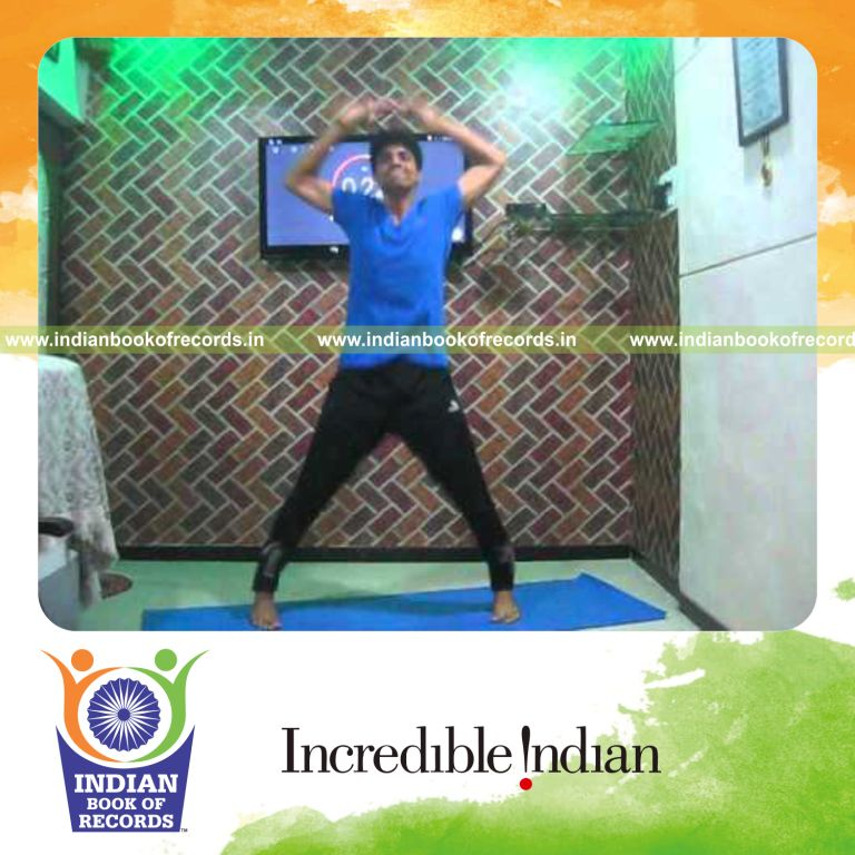 individual performing jumping jacks in one minute for Indian Book of Records