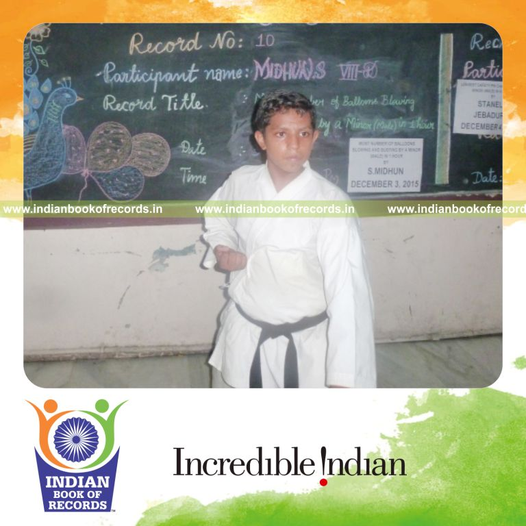 minor male performing kata repeatedly within one hour for Indian Book of Records