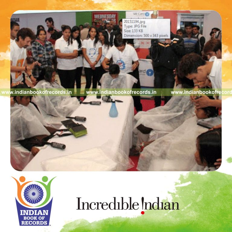 kids participating in haircut session simultaneously at single venue for Indian Book of Records