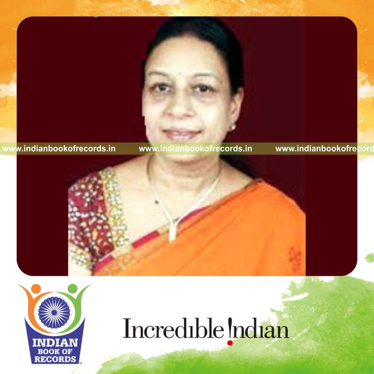 Madhu Agrawal with her record for writing the maximum number of letters to newspaper and magazine editors, recognized by Indian Book of Records.