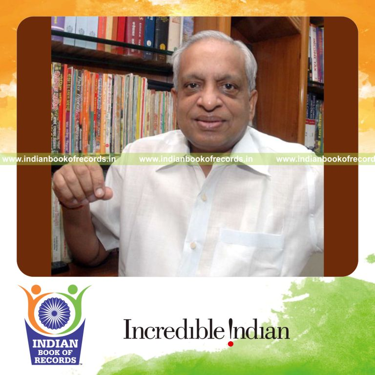 Subhash Chandra Agrawal with his record for writing the maximum number of letters to newspaper and magazine editors, recognized by Indian Book of Records.