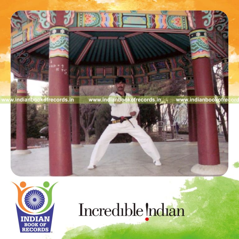 male individual performing martial art kicks rapidly within one minute for record in Indian Book of Records