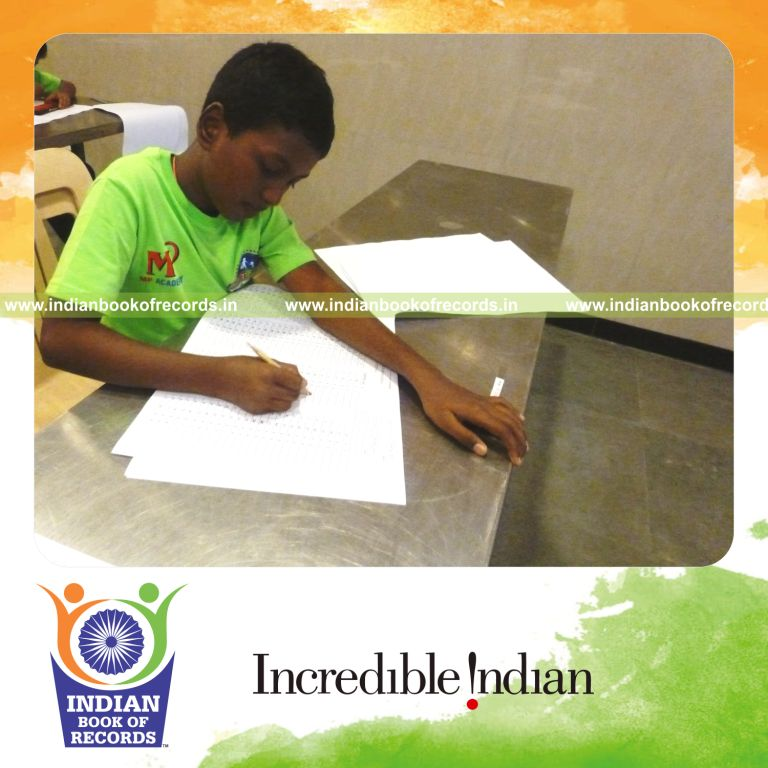 minor solving multiplication problems continuously for Indian Book of Records