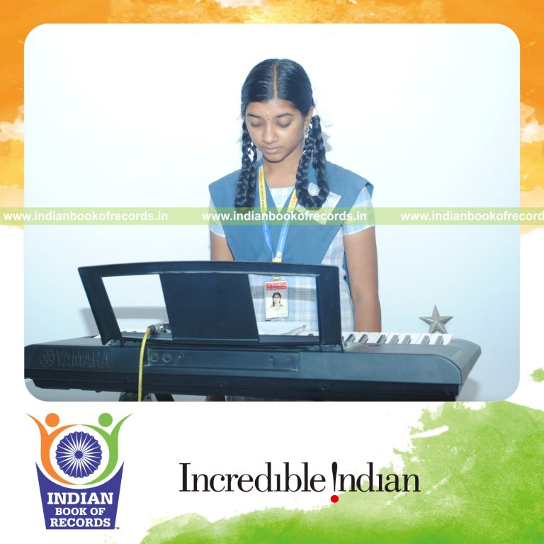 young female singing national anthems of different countries in multiple languages for record in Indian Book of Records