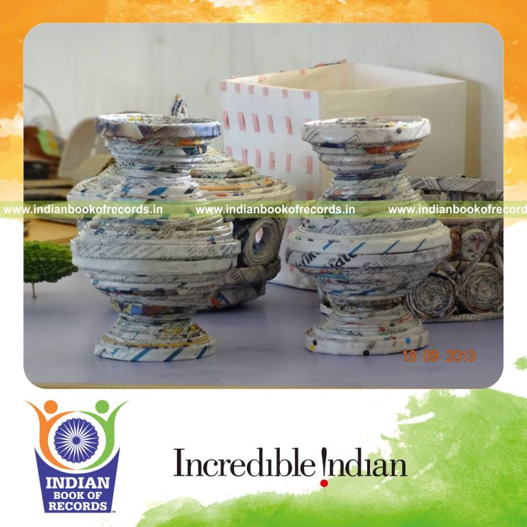 artworks created using newspapers by individual for Indian Book of Records