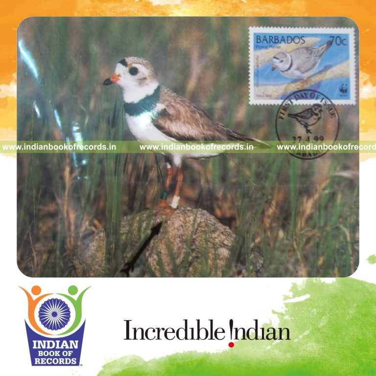 male individual collecting bird stamps for record in Indian Book of Records