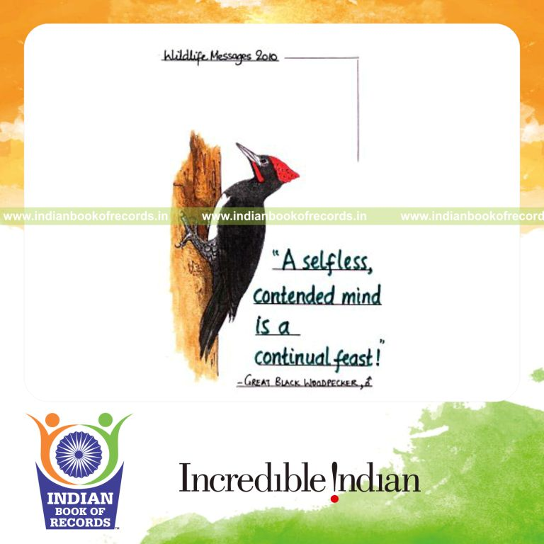 male individual creating and sending a large number of cards for record achievement in Indian Book of Records