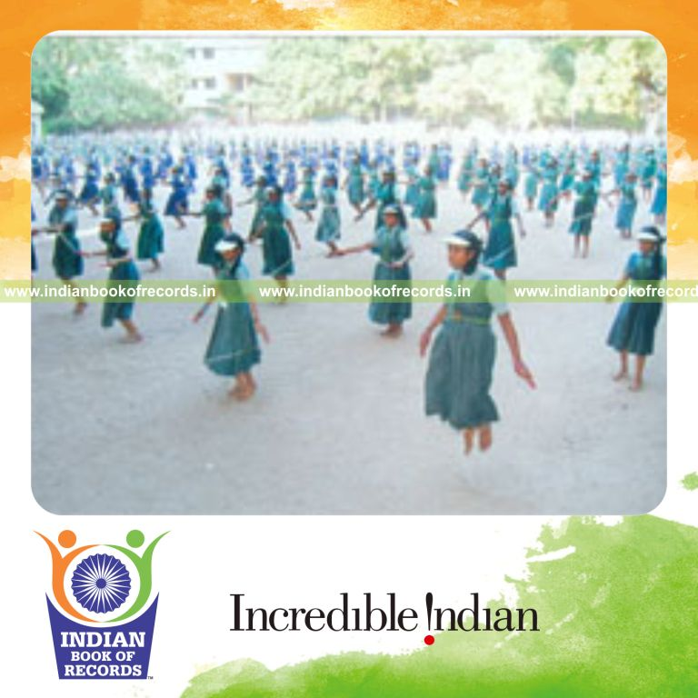 group of children skipping simultaneously at single venue for record in Indian Book of Records