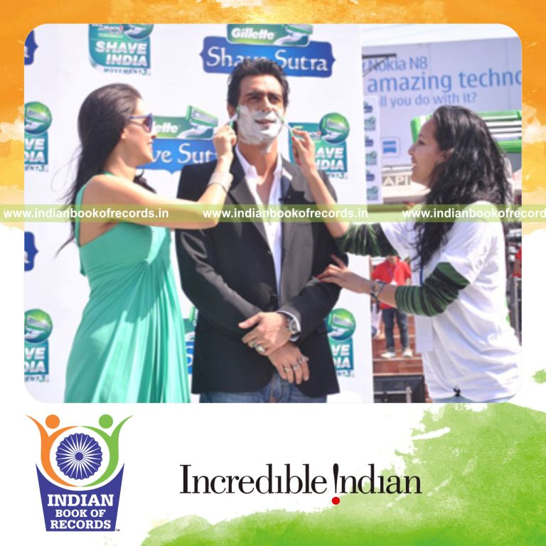 couples participating in shaving lesson at a single venue for record in Indian Book of Records