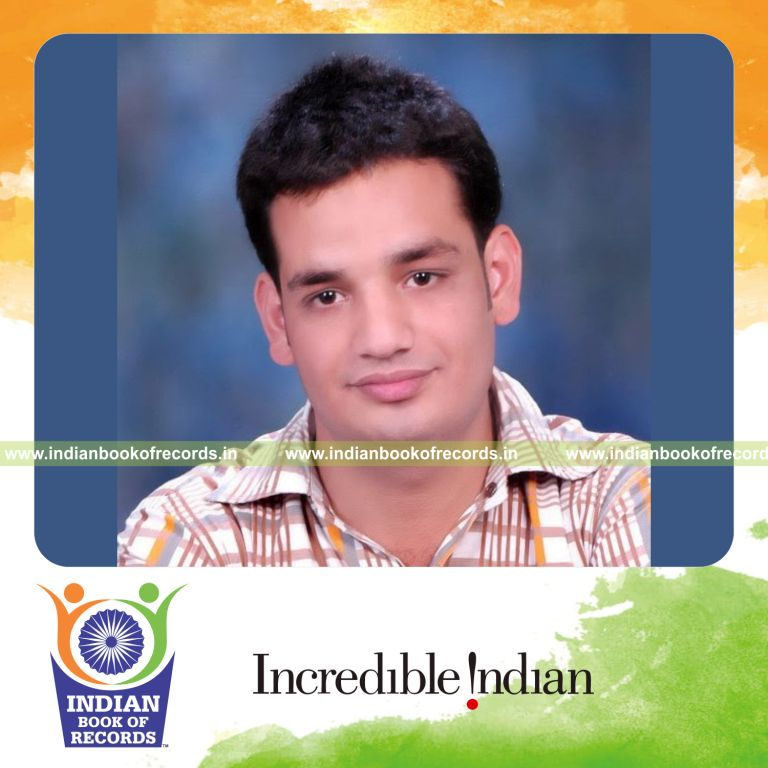 male individual collecting currency coins from multiple countries for record in Indian Book of Records
