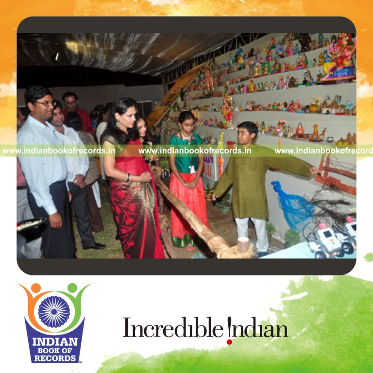 large number of dolls displayed at a single venue for record in Indian Book of Records