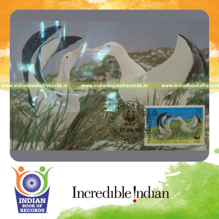 male individual collecting multiple duck stamps for record in Indian Book of Records