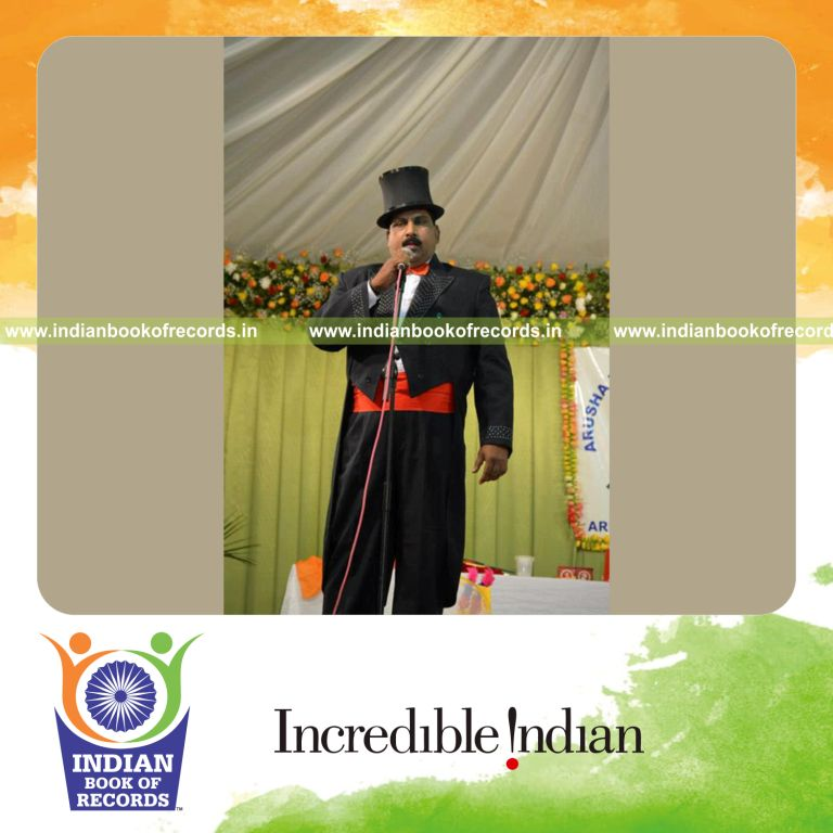 male individual performing multiple magical tricks using different items for record in Indian Book of Records