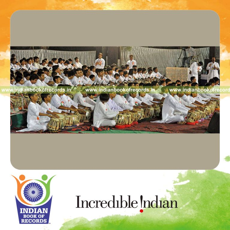 group of people performing tabla simultaneously at a single venue for record in Indian Book of Records