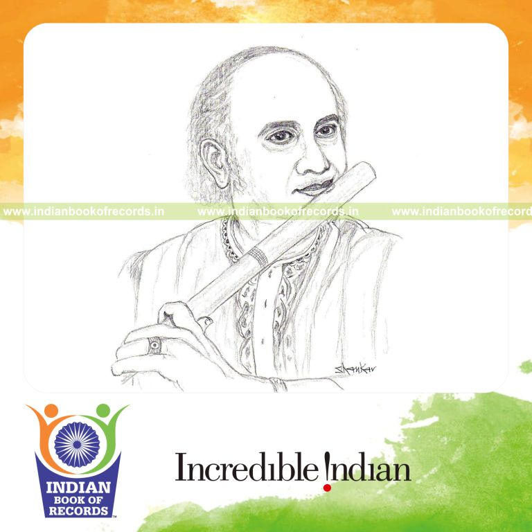 male artist sketching portraits of eminent personalities for record in Indian Book of Records