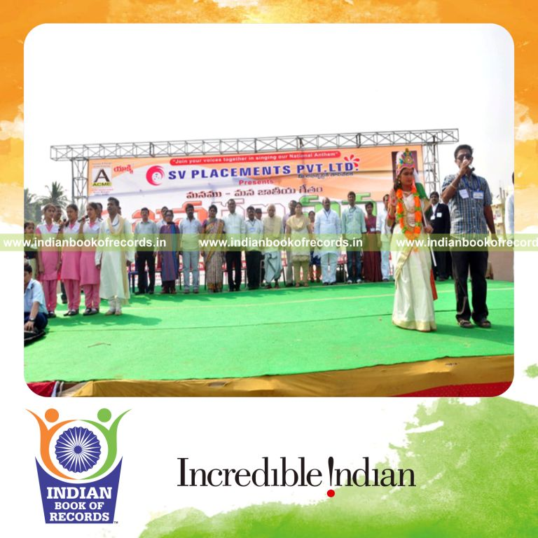 team singing national anthem repeatedly for record in Indian Book of Records