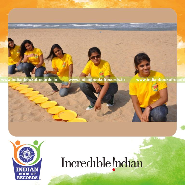long line of washed plates arranged for record in Indian Book of Records