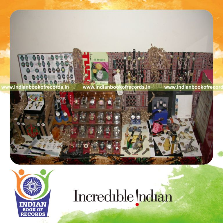 male individual collecting wrist watches for record in Indian Book of Records