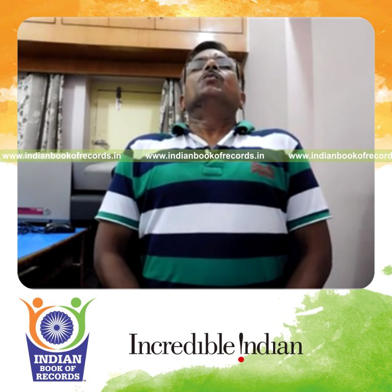 individual chanting om maximum times in 30 seconds for record in Indian Book of Records