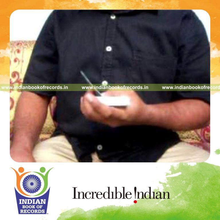 individual performing one handed full flips of top card in one minute for record in Indian Book of Records