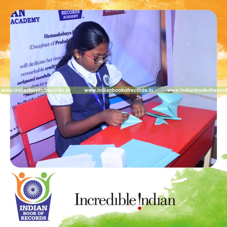 Numerous origami models crafted rapidly within two hours recognized by Indian Book of Records
