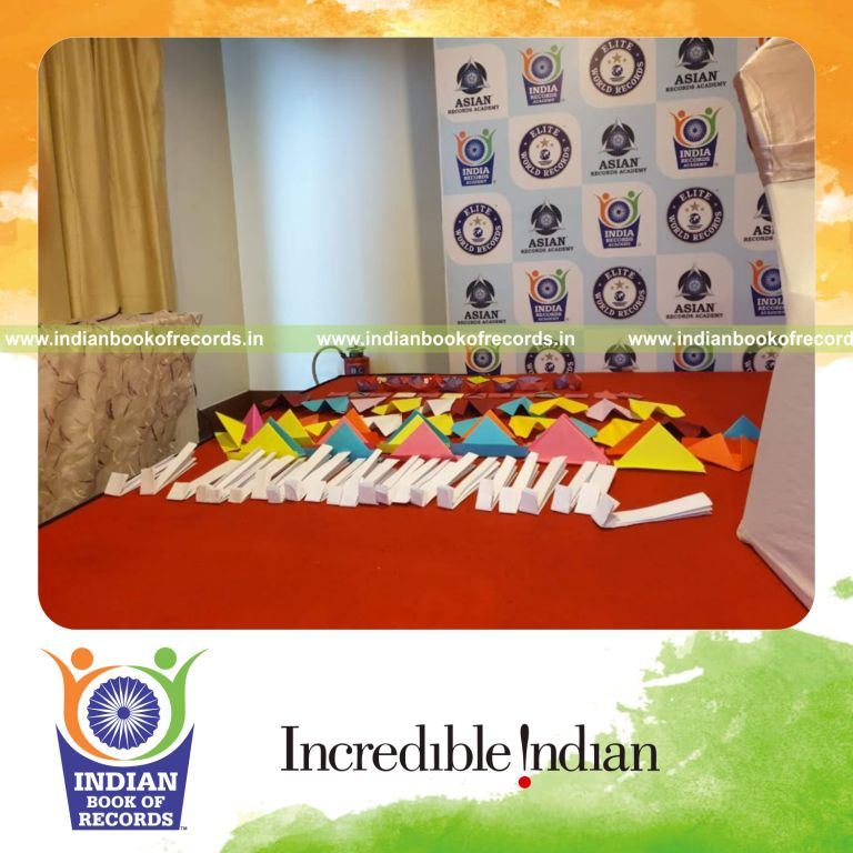 individual minor female making maximum origami models in 1 hour for record in Indian Book of Records