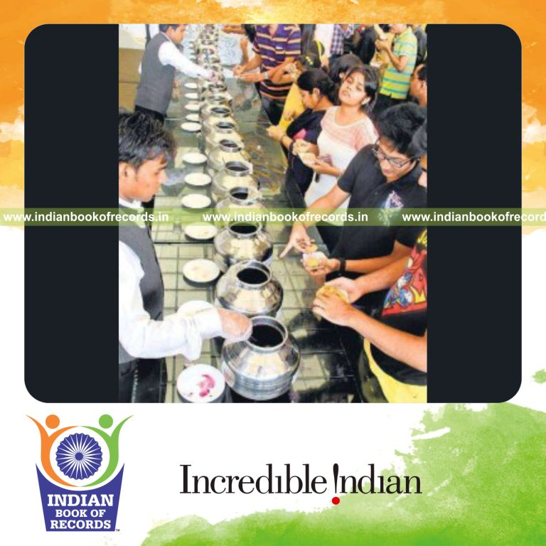 individual preparing different pani puri flavours for Indian Book of Records