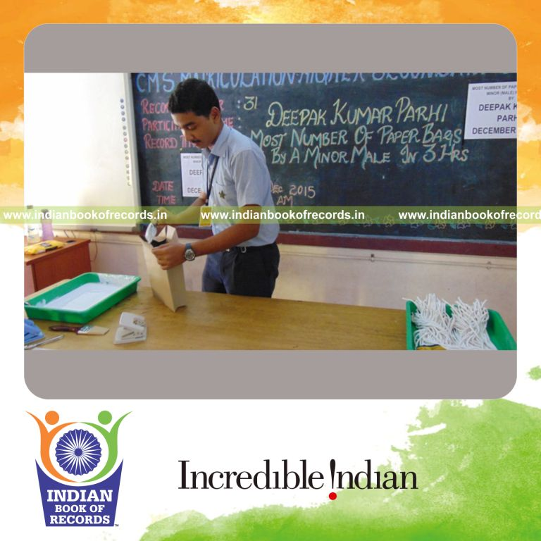 minor male making multiple paper bags within three hours for Indian Book of Records