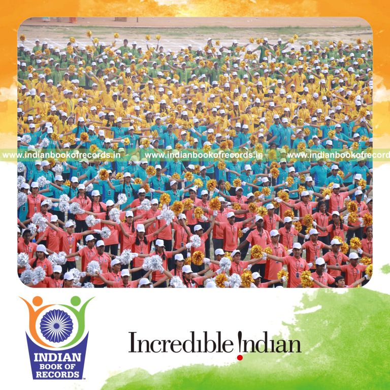 participants performing cheerleading dance simultaneously at single venue for Indian Book of Records
