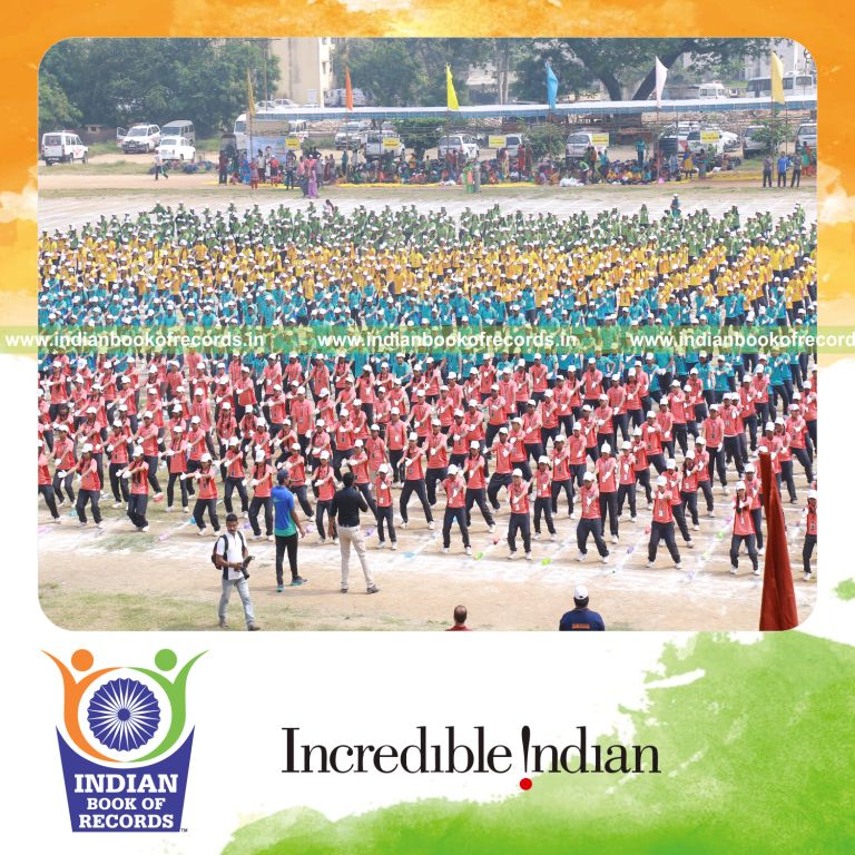 participants performing sports drill simultaneously at single venue for Indian Book of Records