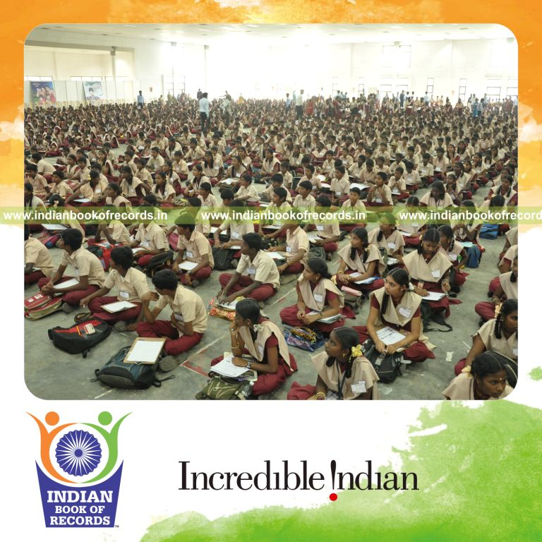 group of participants writing in a specific language competition for Indian Book of Records