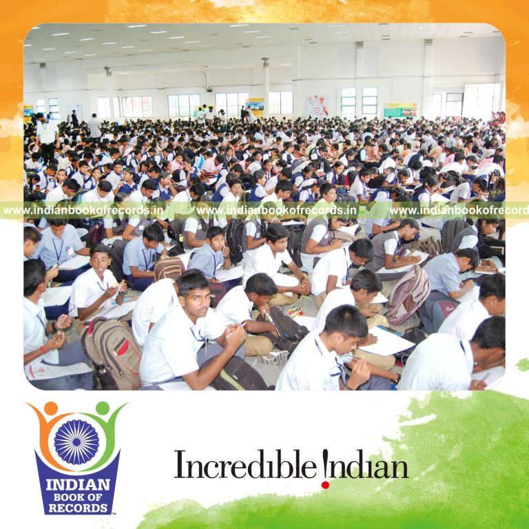 participants taking part in language specific writing competition for Indian Book of Records