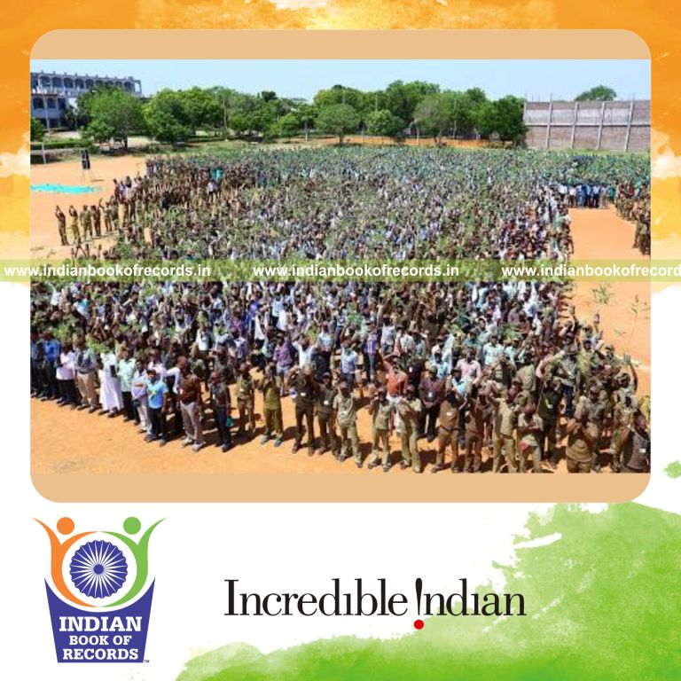 group of participants forming banyan tree shape during Indian Book of Records event