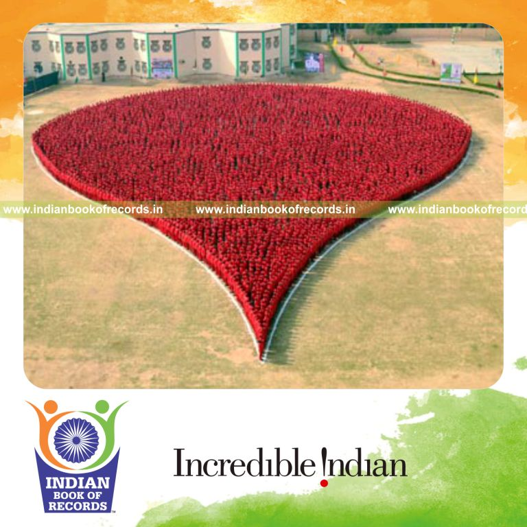 group forming blood drop shape collectively at single venue for Indian Book of Records