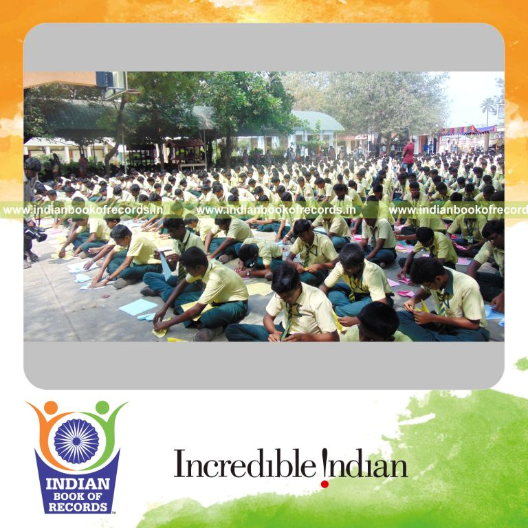 group making origami hearts simultaneously at single venue for Indian Book of Records