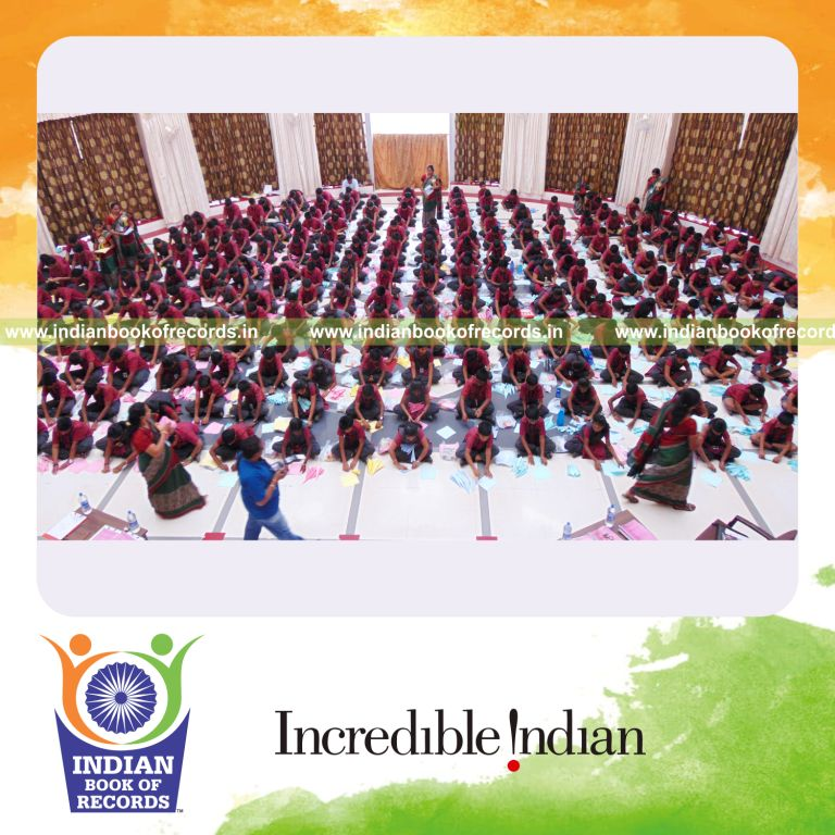 group making paper arrows simultaneously at single venue for Indian Book of Records