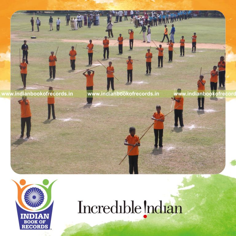 group performing silambam simultaneously for Indian Book of Records