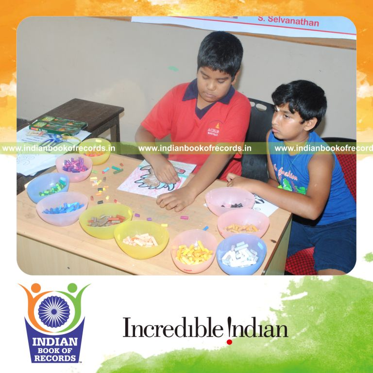 young male coloring pictures within ten hours for record in Indian Book of Records