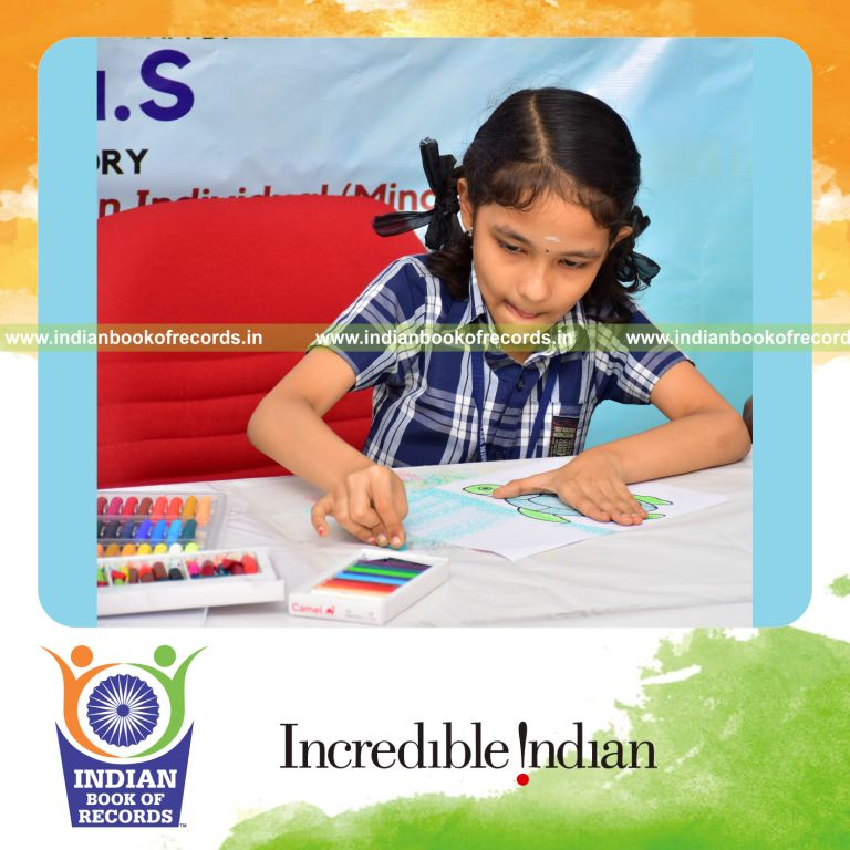 Numerous pictures being colored creatively within a limited time recognized by Indian Book of Records