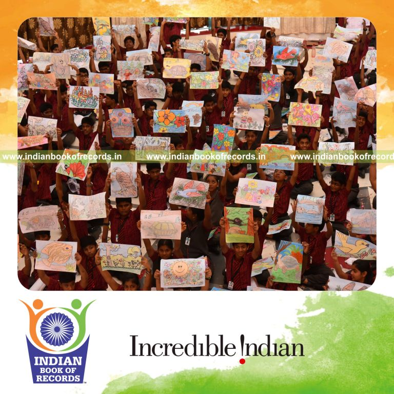 team coloring multiple pictures within three hours for Indian Book of Records