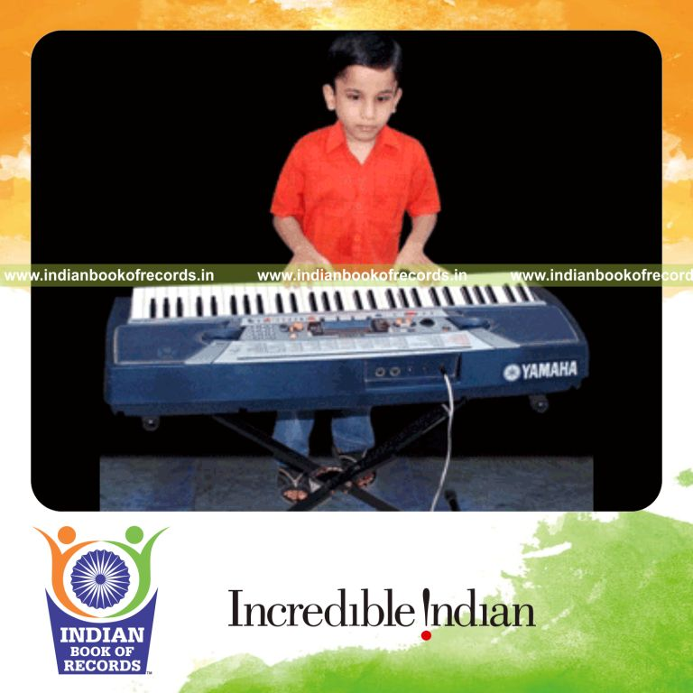 young male recognizing musical notations within one minute for record in Indian Book of Records